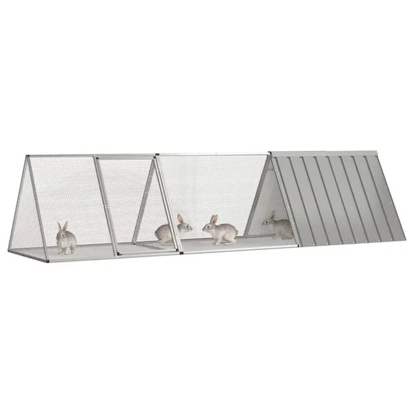 vidaXL Kaninchenkäfig Grau 302, 5 x 80, 5 x 71 cm Verzinkter Stahl
