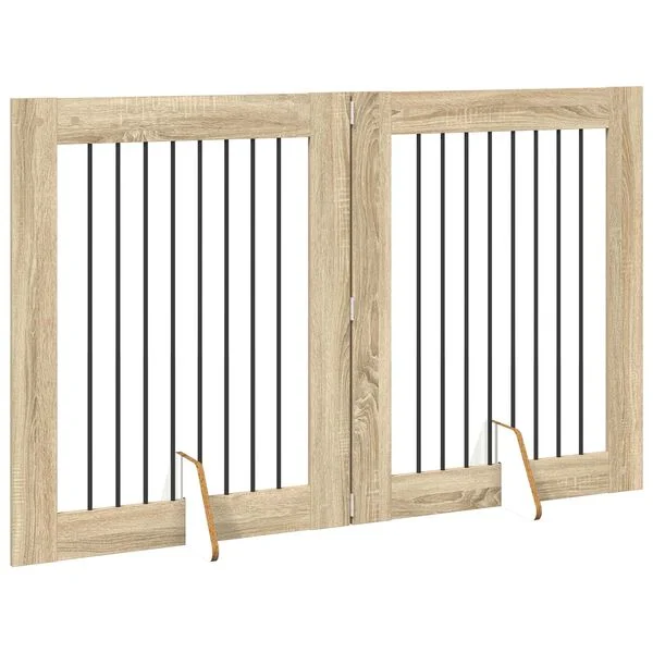 vidaXL Klappbares Hundetor mit Ständern 2 stk. Sonoma-Eiche 160, 5 cm