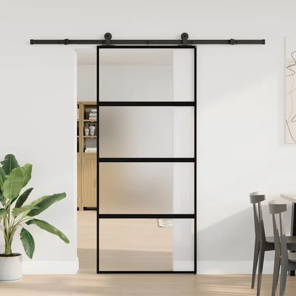 vidaXL Schiebetür mit Beschlag 90x205 cm Hartglas & Aluminium