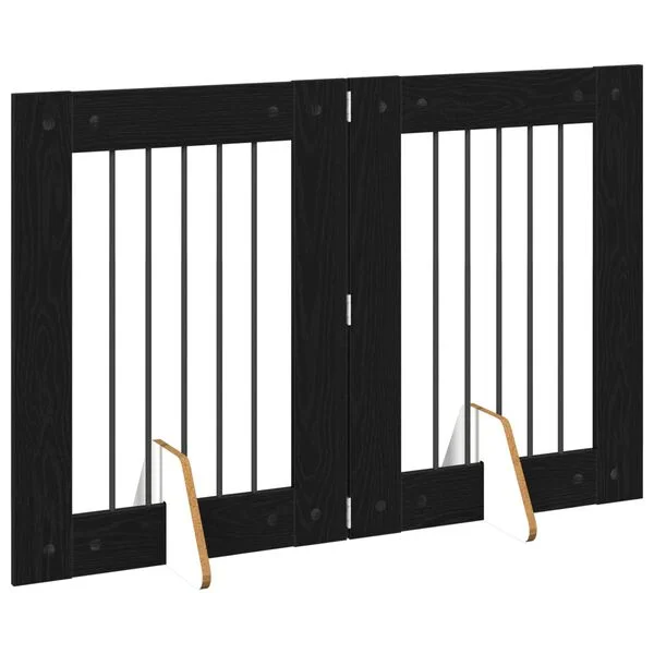 vidaXL Klappbares Hundetor mit Ständern 2 stk. Schwarz Eichen-Optik
