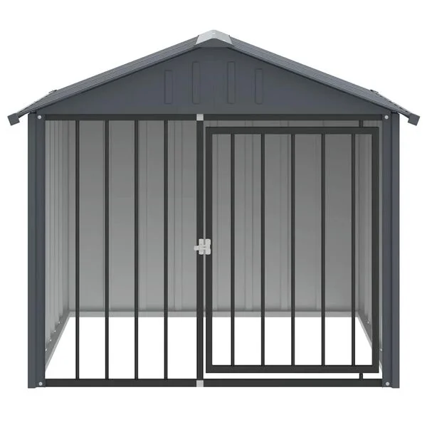 vidaXL Hundehütte mit Dach Schwarz 117x103x102 cm Verzinkter Stahl