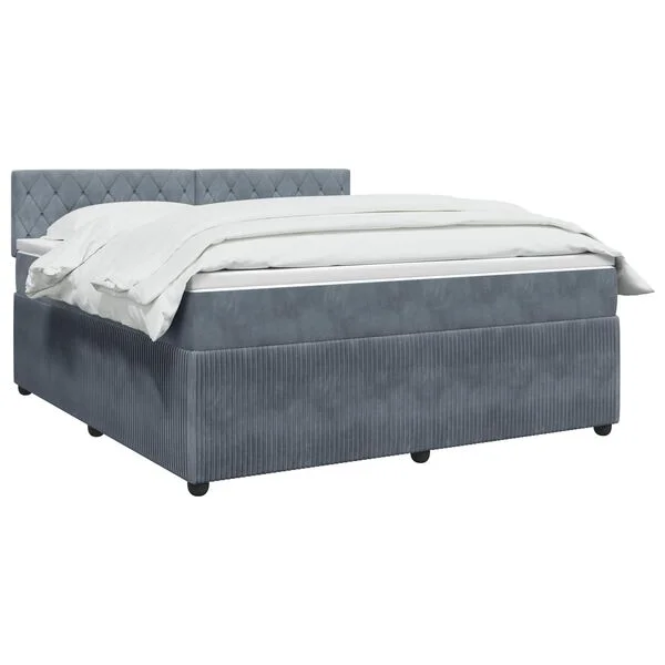 vidaXL Boxspringbett mit Matratze Dunkelgrau 180 x 200 cm Samt