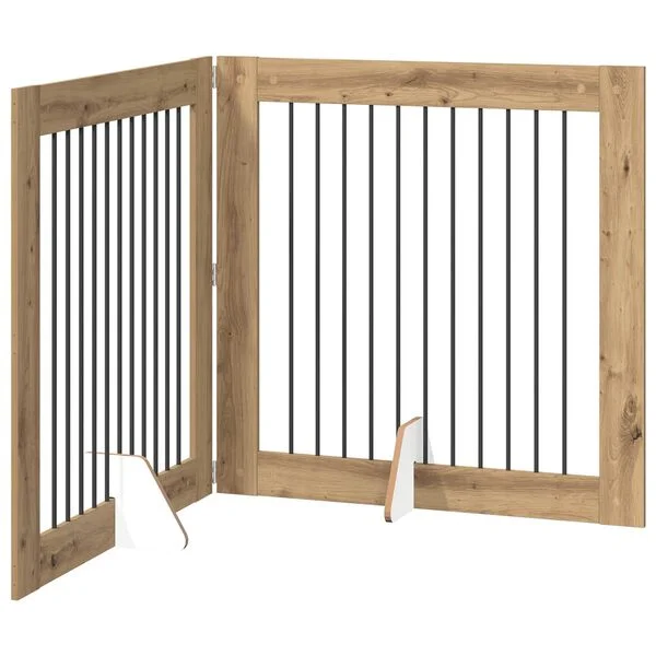 vidaXL Klappbares Hundetor mit Ständern 2 stk. Artisan-Eiche 200, 5 cm