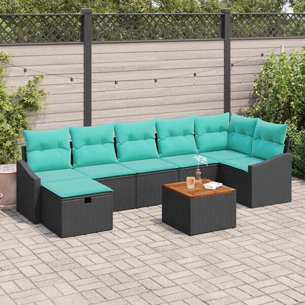 vidaXL Gartensofa-set 8 stk. Schwarz Poly-Rattan