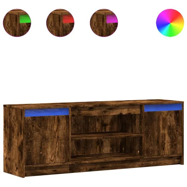 vidaXL TV-Schrank mit LED-Beleuchtung Räuchereiche 139, 5x34x50 cm