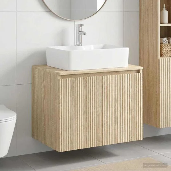 vidaXL Badezimmermöbel-Set Sonoma-Eiche Holzwerkstoff