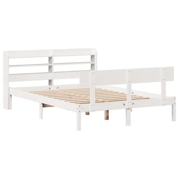 vidaXL Massivholzbett ohne Matratze Weiß 150x200 cm Kiefernholz