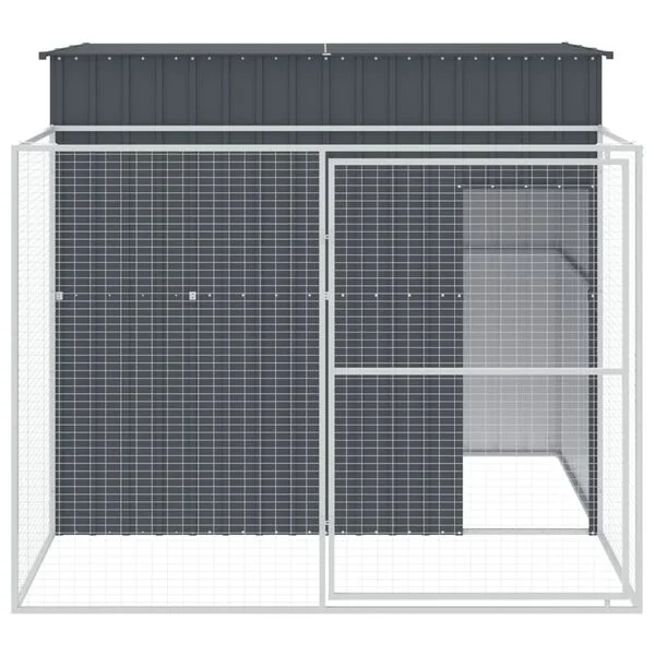 vidaXL Hundehütte mit Auslauf Anthrazit 214x253x181cm Verzinkter Stahl