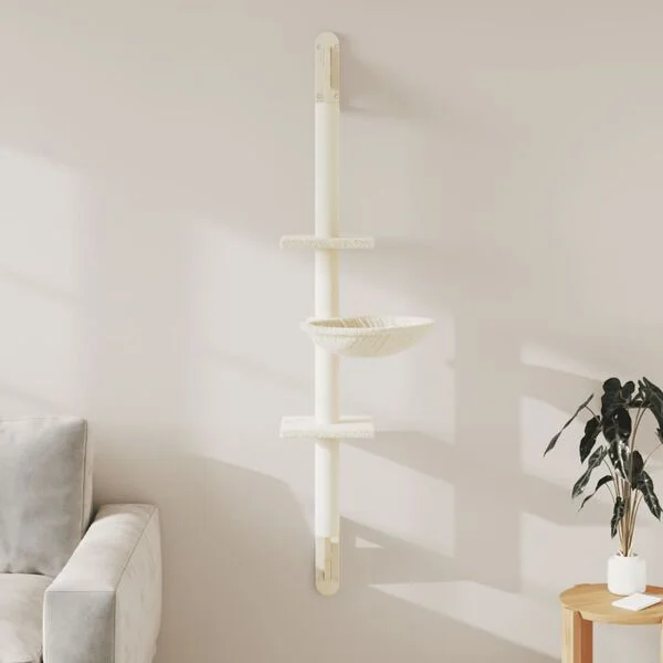 vidaXL Kratzbaum mit Kratzsäule Wandmontage Creme 142, 5 cm