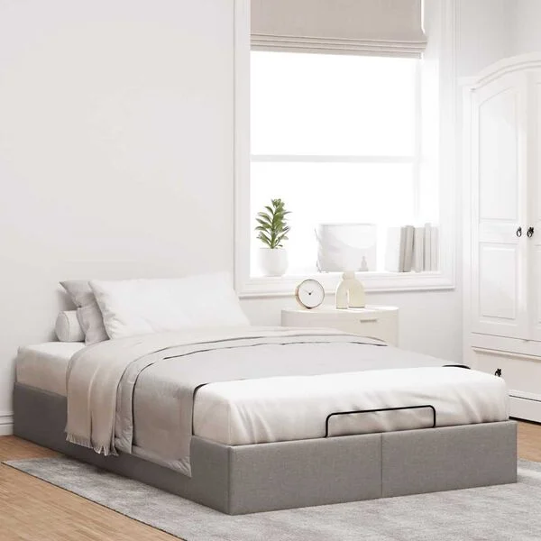 vidaXL Ottoman-Bett ohne Matratze Taupe 120x190 cm Stoff