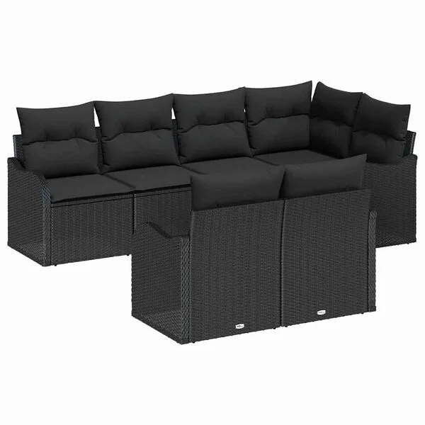 vidaXL Garten-Sofa-Set 7 stk. Schwarz Poly Rattan