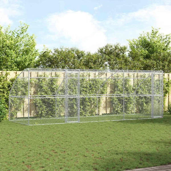 vidaXL Hundekäfig 3 stk. Silber 6 x 2 x 2 m Verzinkter Stahl