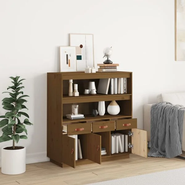 vidaXL Highboard Honigbraun 100x40x108, 5 cm Massivholz Kiefer