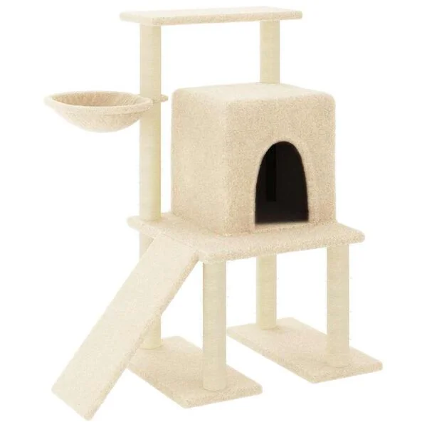 vidaXL Kratzbaum mit Sisal-Kratzsäulen Creme 96, 5 cm
