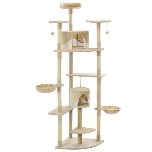 vidaXL Katzen-Kratzbaum Sisal 203 cm Beige und Weiß