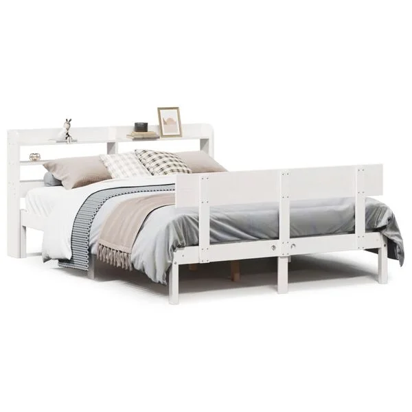 vidaXL Massivholzbett ohne Matratze Weiß 150x200 cm Kiefernholz