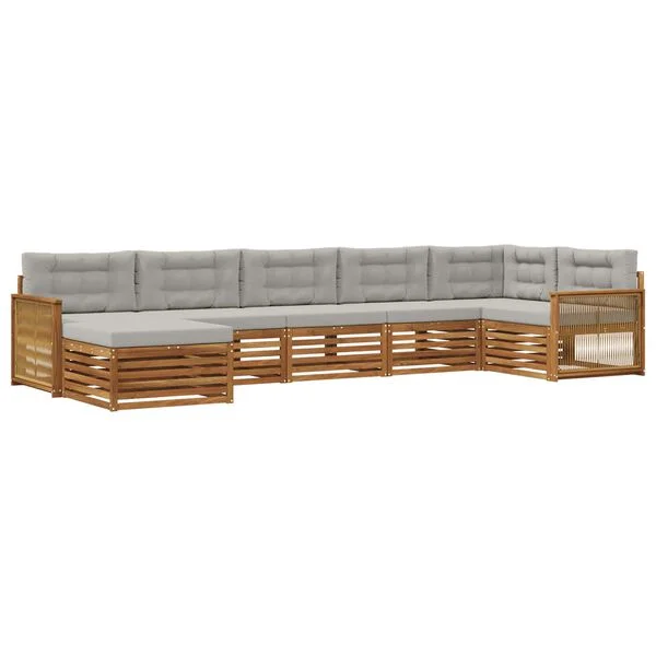 vidaXL Outdoor-Sofagarnitur 7 stk. Natur und Hellgrau