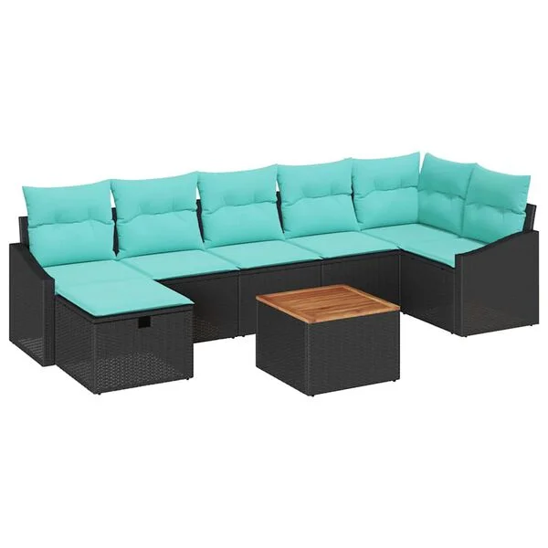 vidaXL Gartensofa-set 8 stk. Schwarz Poly-Rattan