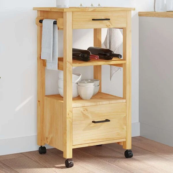 vidaXL Küchenwagen MONZA 48x40x88, 5 cm Massivholz Kiefer