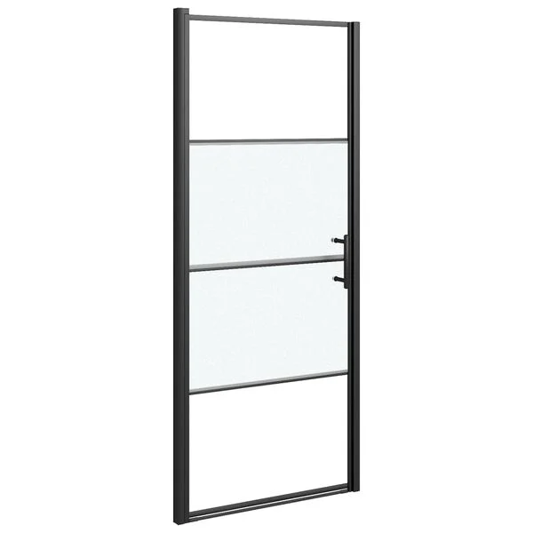 vidaXL Duschtür 81x195 cm Halbmatt Hartglas Schwarz