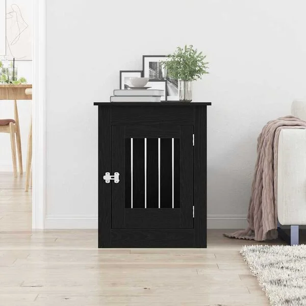 vidaXL Hundebox-Möbel Schwarze Eiche 55 x 80 x 68 cm Holzwerkstoff