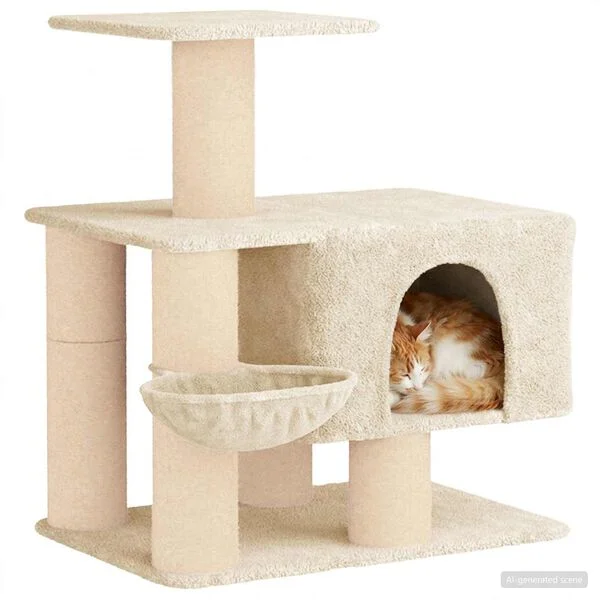 vidaXL Katzennbaum mit Sisal-Kratzsäulen Creme 96 cm