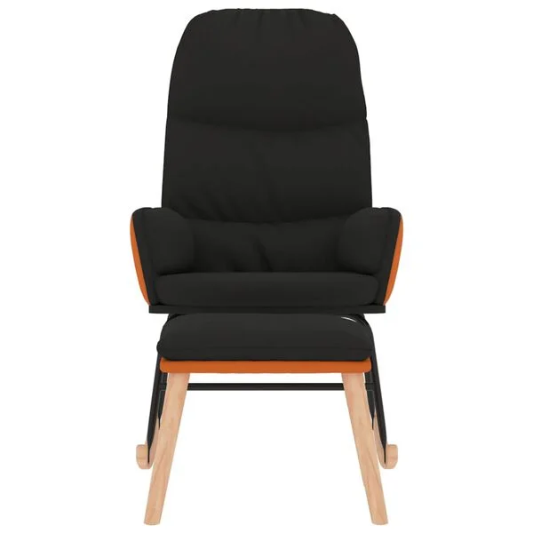 vidaXL Schaukelsessel mit Hocker Schwarz Stoff