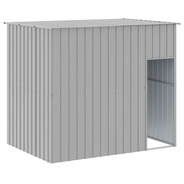 vidaXL Hundehütte mit Dach Hellgrau 214x153x181 cm Verzinkter Stahl