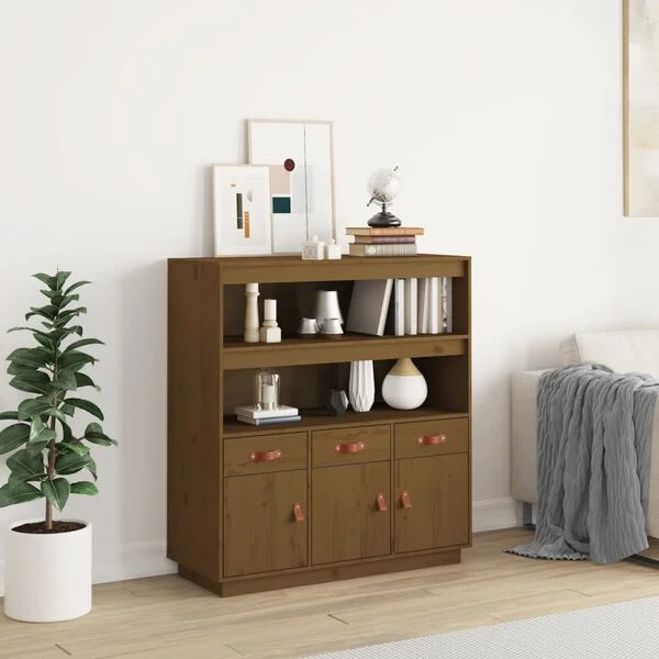 vidaXL Highboard Honigbraun 100x40x108, 5 cm Massivholz Kiefer