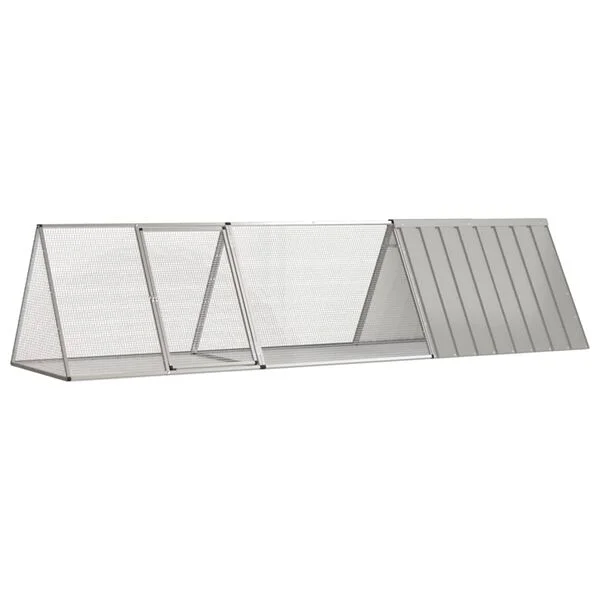 vidaXL Kaninchenkäfig Grau 302, 5 x 80, 5 x 71 cm Verzinkter Stahl