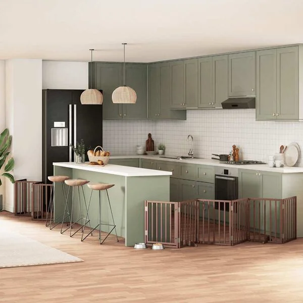 vidaXL 15-tlg. Hundetor mit Tür Faltbar Braun 750 cm Pappelholz