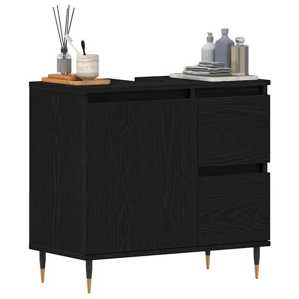 vidaXL Badezimmerschrank Schwarz Eichen-Optik 65 x 33 x 60 cm