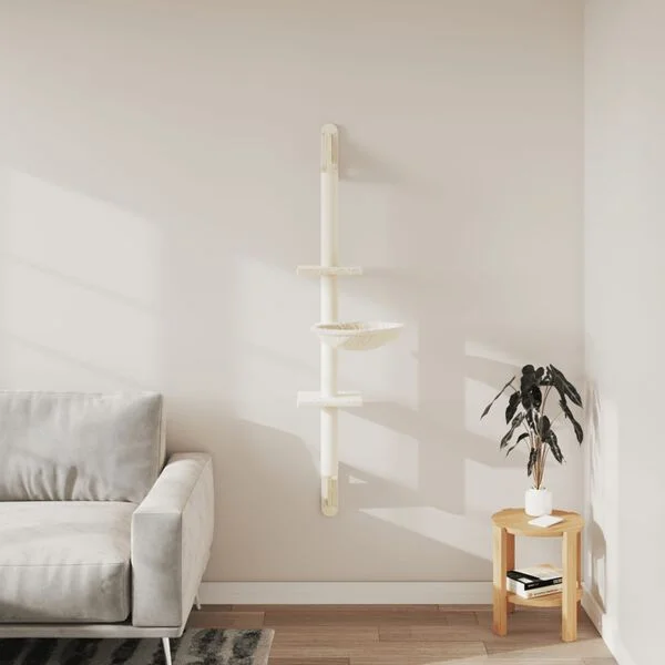 vidaXL Kratzbaum mit Kratzsäule Wandmontage Creme 142, 5 cm