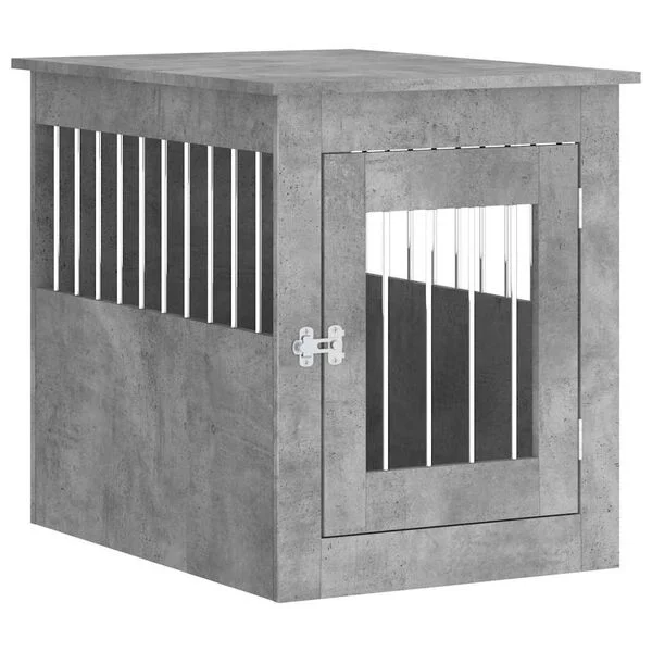 vidaXL Hundekäfig im Möbelstil Betongrau 55x75x65 cm Holzwerkstoff