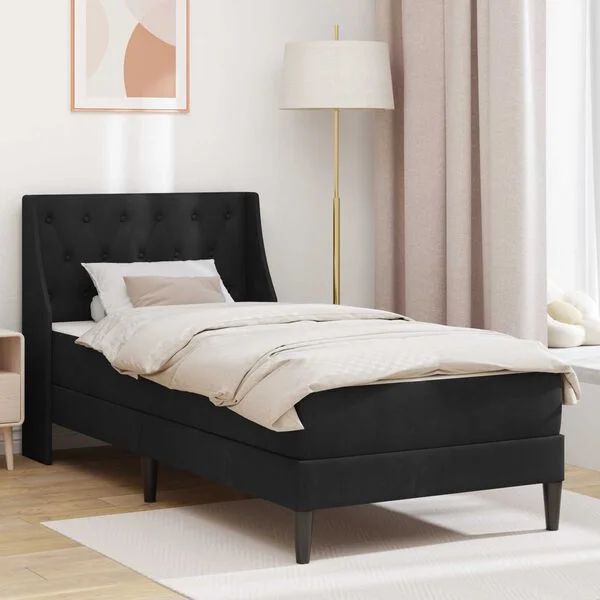 vidaXL Bettgestell mit Matratze Schwarz 90 x 190 cm Samt