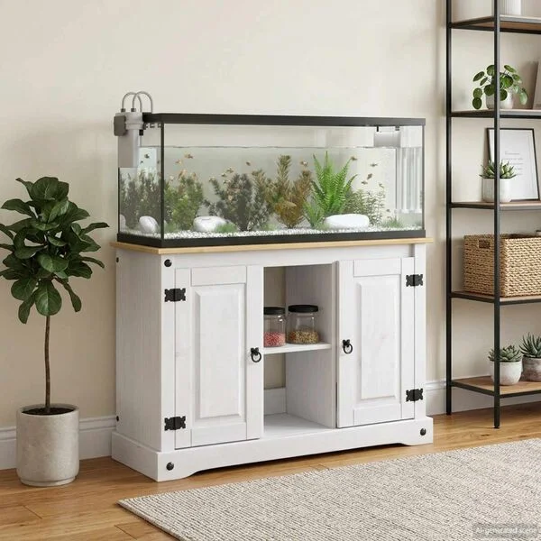 vidaXL Aquariumständer CORONA Weiß und Braun 101, 5 x 37 x 73 cm 300 kg