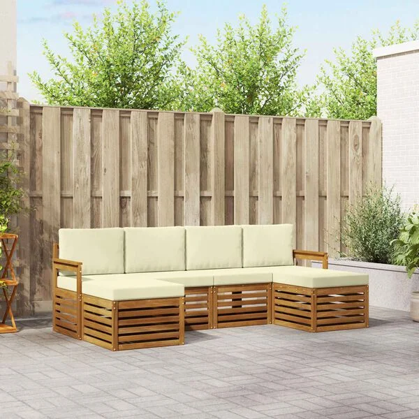 vidaXL Outdoor-Sofagarnitur 6 stk. Natur und Creme