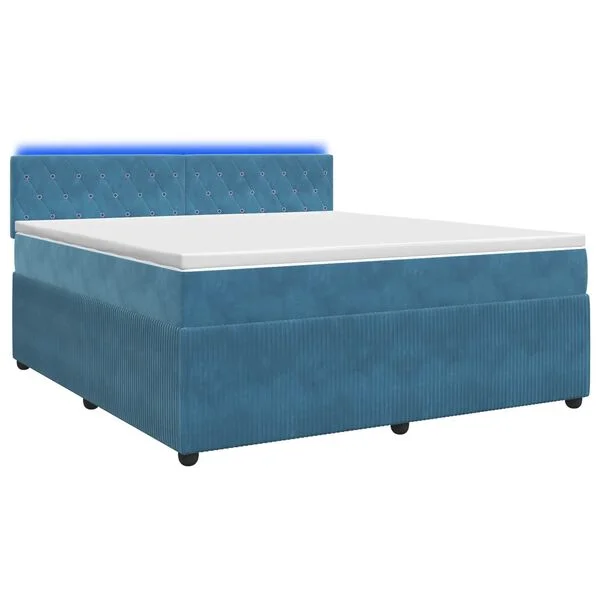 vidaXL Boxspringbett mit Matratze mit Kopfteil Blau 180 x 200 cm Samt