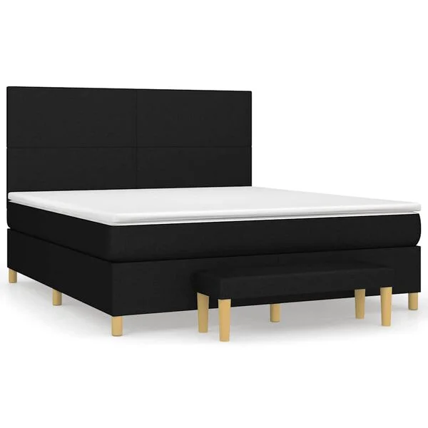 vidaXL Boxspringbett mit Matratze Schwarz 180x200 cm Stoff