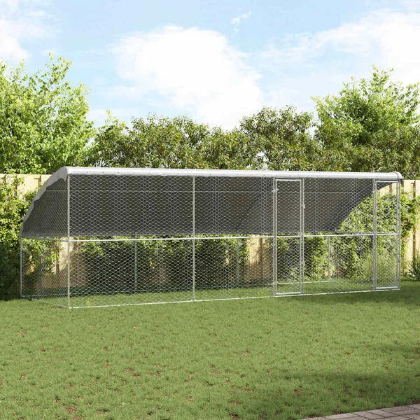 vidaXL Hundekäfig 3 stk. Silber 6 x 2 x 2 m Verzinkter Stahl