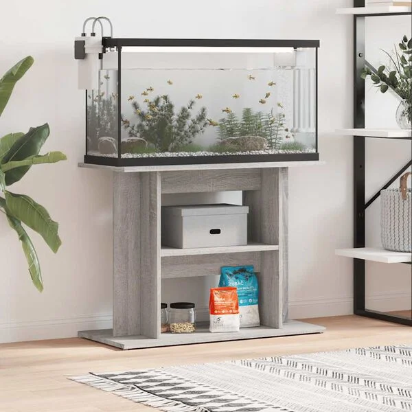 vidaXL Aquariumständer Grau Sonoma 80 x 35 x 60 cm Holzwerkstoff