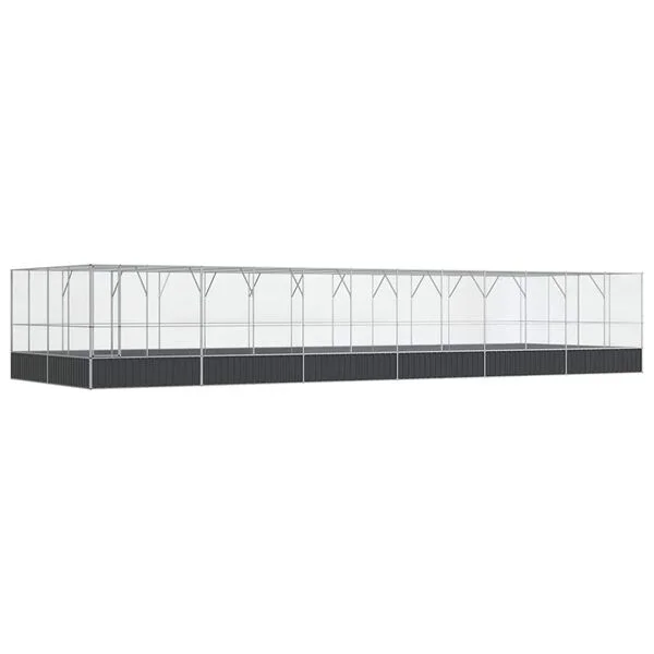 vidaXL Voliere mit Erweiterung Silbern 1246x414x212 cm Stahl