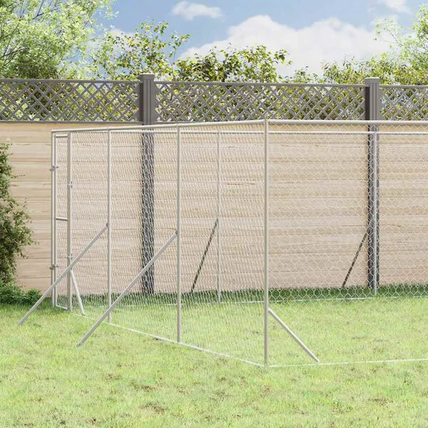 vidaXL Outdoor-Hundezwinger Silbern 6x14x2 m Verzinkter Stahl