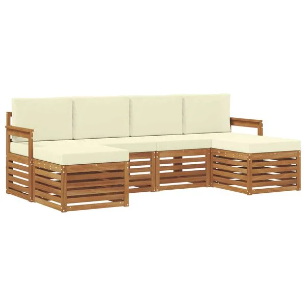 vidaXL Outdoor-Sofagarnitur 6 stk. Natur und Creme