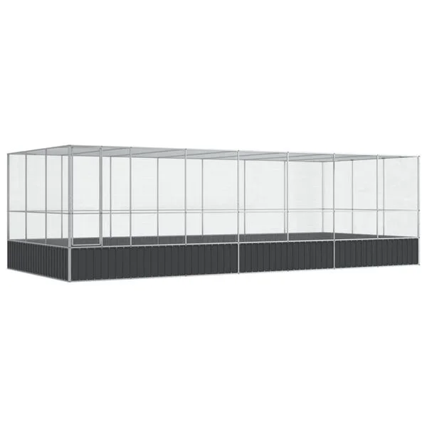 vidaXL Voliere mit Erweiterung Silbern 725x307x212 cm Stahl