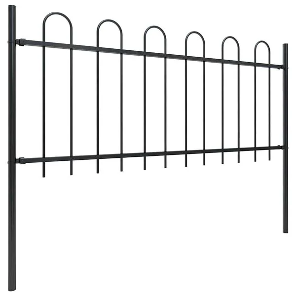 vidaXL Gartenzaun BOXTEL mit Bügelaufsatz Stahl 170 x 80 cm Schwarz