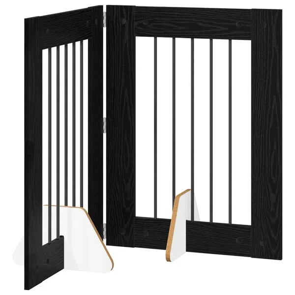 vidaXL Klappbares Hundetor mit Ständern 2 stk. Schwarz Eichen-Optik