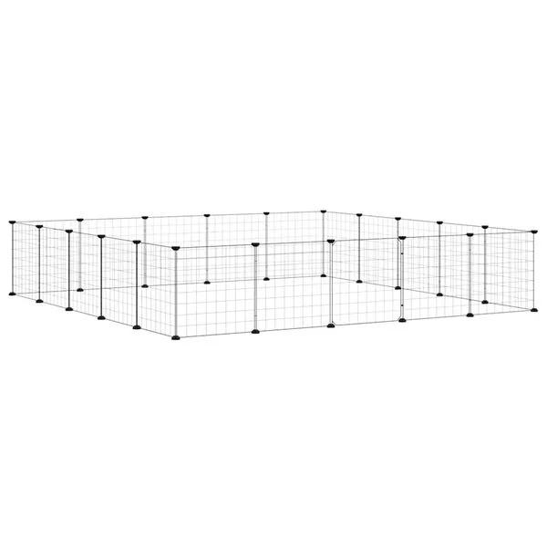 vidaXL 20-tlg. Haustierkäfig mit Tür Schwarz 175x175x35 cm Stahl