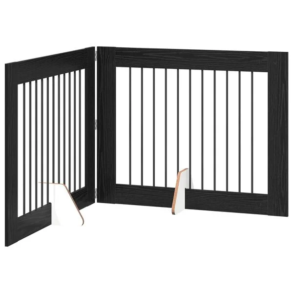 vidaXL Klappbares Hundetor mit Ständern 2 stk. Schwarz Eichen-Optik