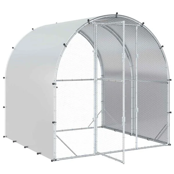 vidaXL Hühnerunterkunft Silber 200 x 200 x 200 cm Verzinkter Stahl